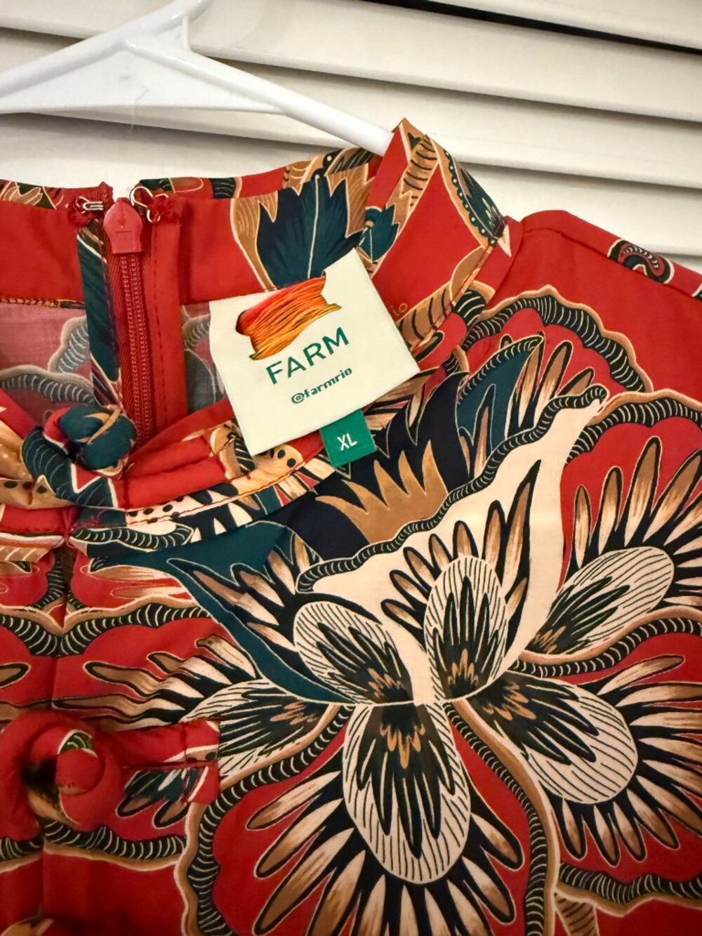 Farm Rio Red Maxi Floral Long Sleeve Mini Dress Size XL - Picture 6 of 6